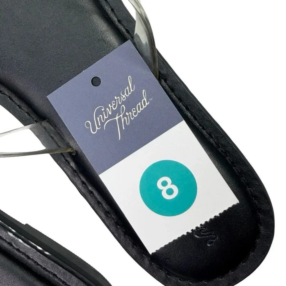 Universal Thread Keilani Flip Flop Thong Sandals - Size 8 - Black / Clear